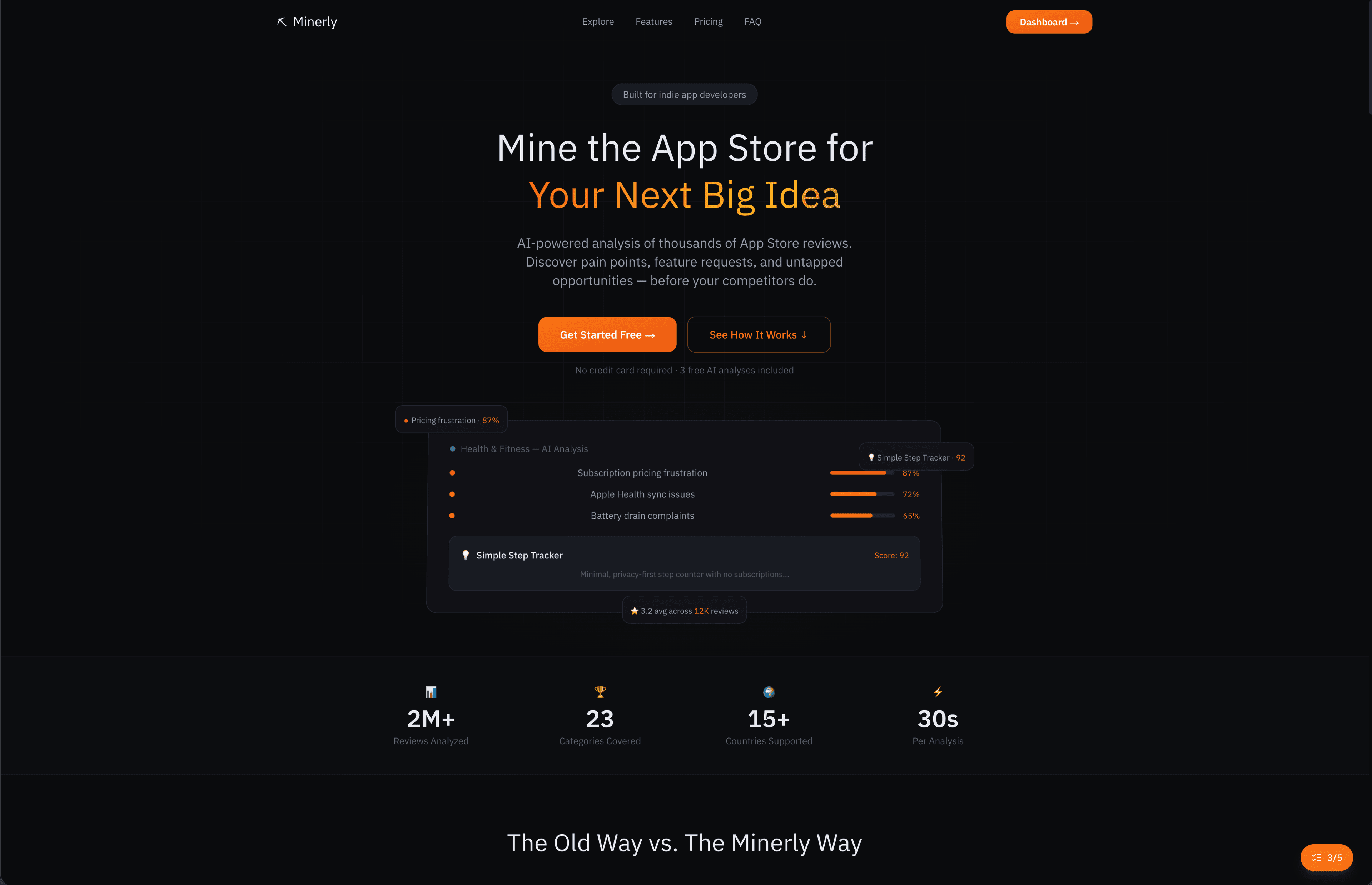 Minerly landing page